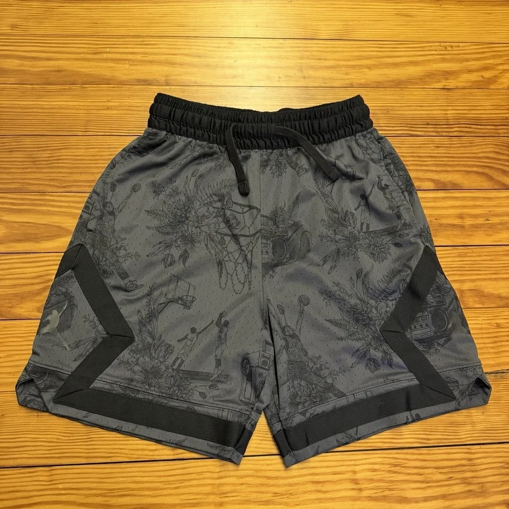Air Jordan Sport Dri-FIT Shorts Floral Black Gray Diamond FV8614-010 Men's S